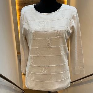 🌸Chico's Design Champagne Embellished Silk Blend Sweater Women’s